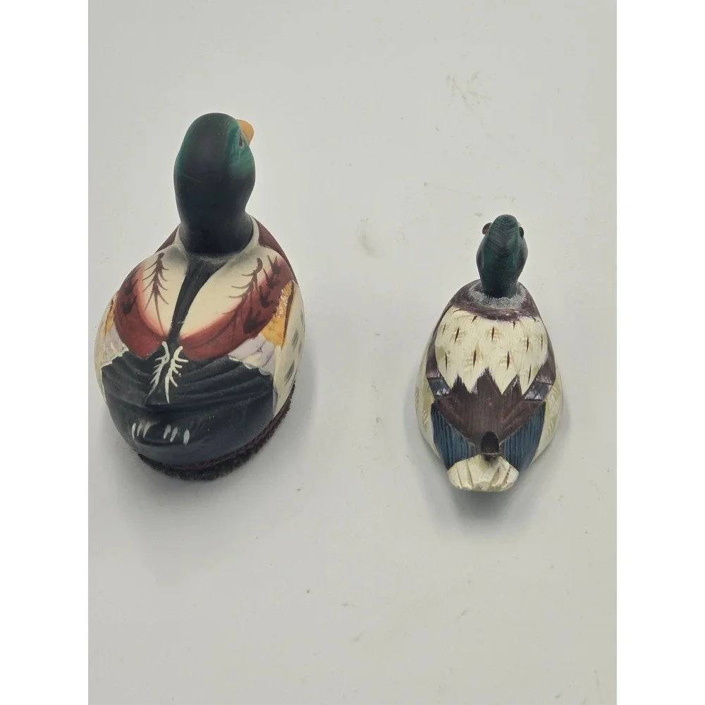 Vintage Style Hand Painted Resin Duck Decoy Figurines Mallard Set of 2